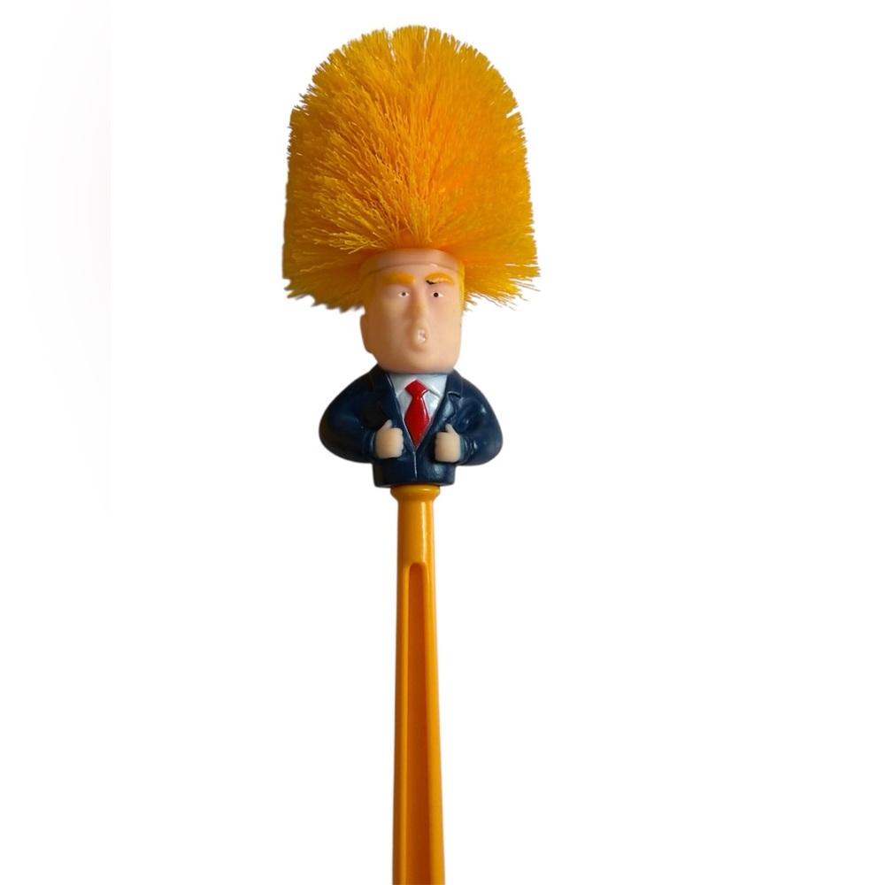 Novelty Orange Trump Toilet Brush with Holder - Picture 3 of 6